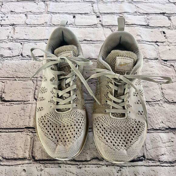 APL | Shoes | Apl Techloom Pro Sneakers Womens Size 1  APL Techloom Pro Sneakers Women’s Size 7 Metallic Silver/Gold Mesh Athletic